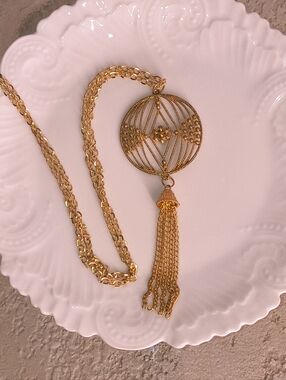 Long Gorgeous Goldtone Tassel Pendant Necklace - Women Unique Jewelry